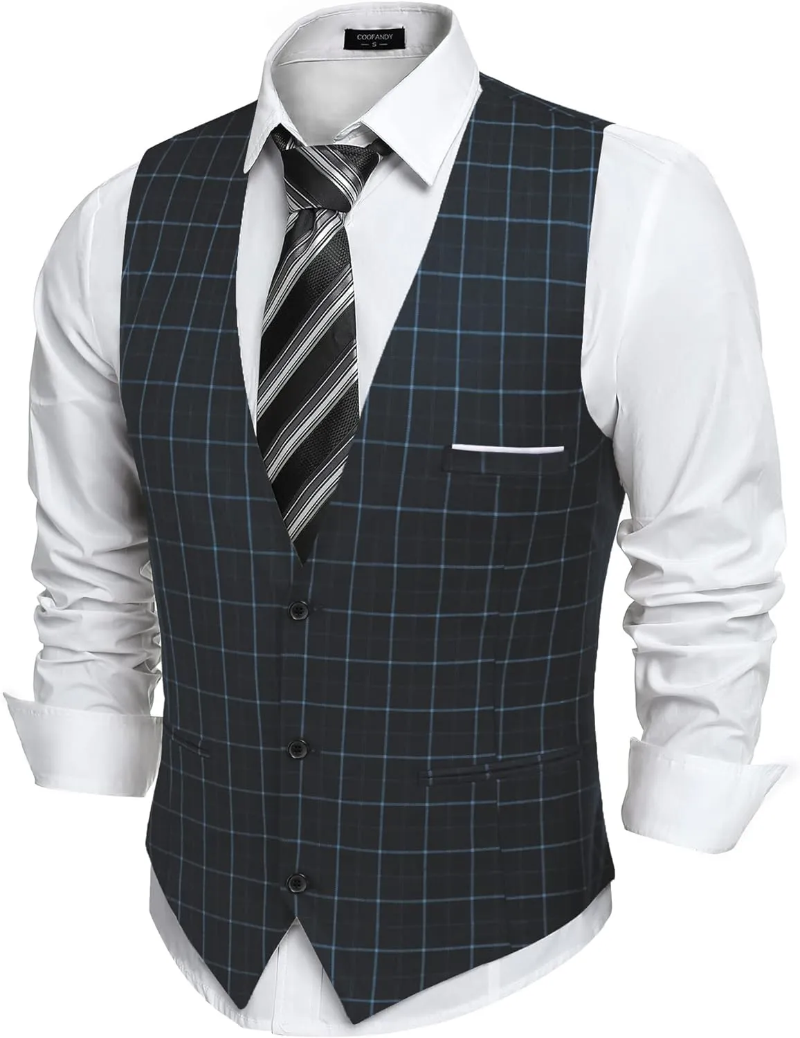 Men's Light Grey Sleeveless Formal Slim Fit Suit Vest