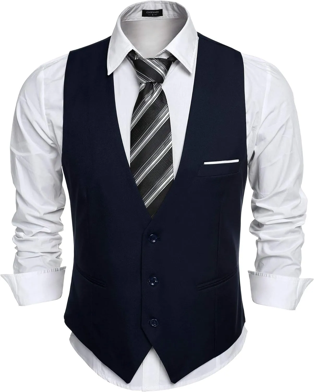Men's Light Grey Sleeveless Formal Slim Fit Suit Vest