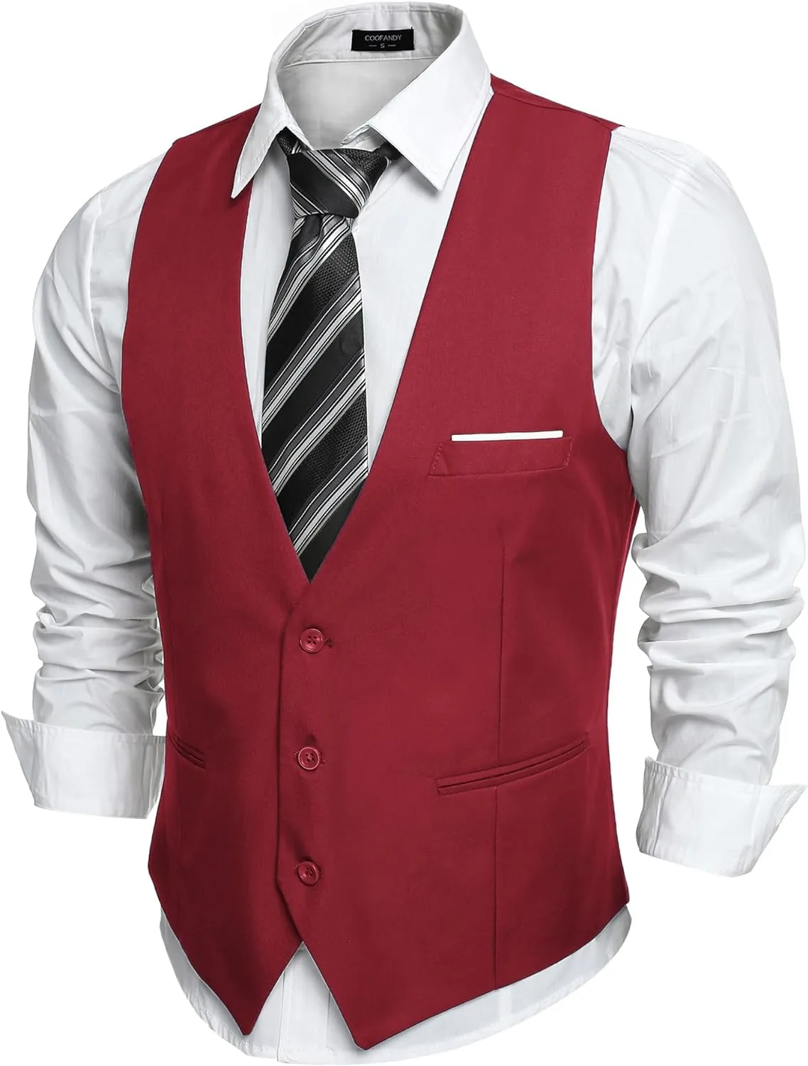 Men's Light Grey Sleeveless Formal Slim Fit Suit Vest
