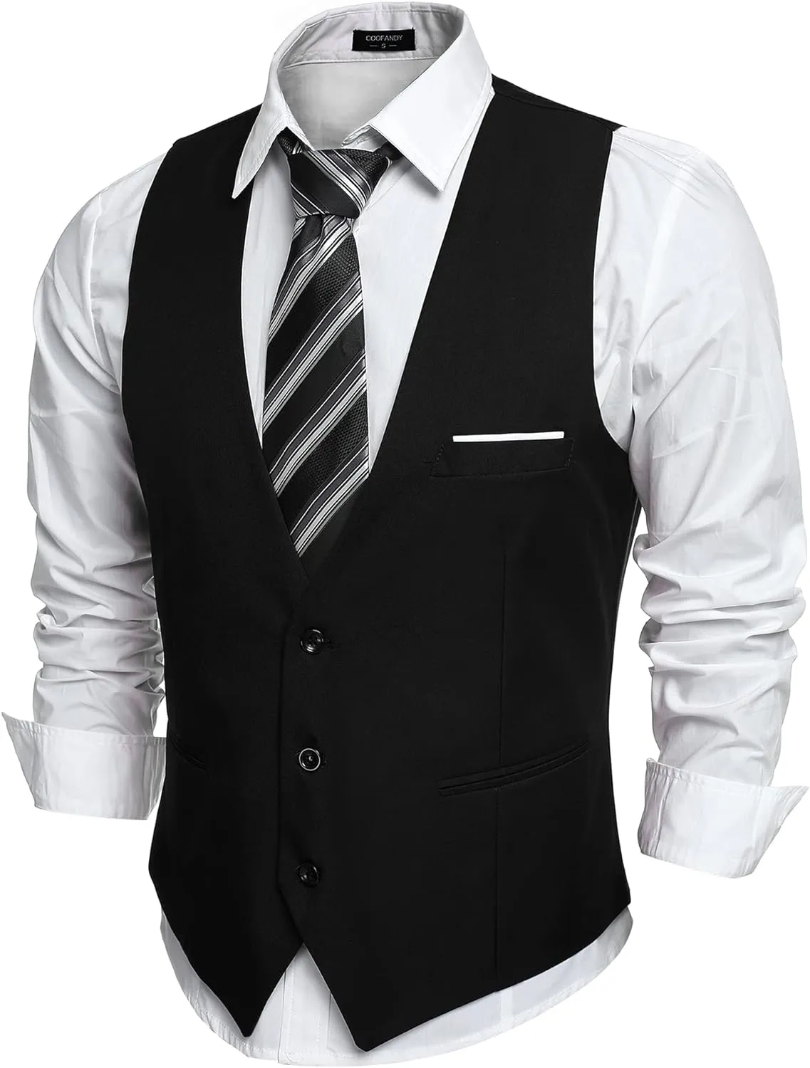 Men's Light Grey Sleeveless Formal Slim Fit Suit Vest