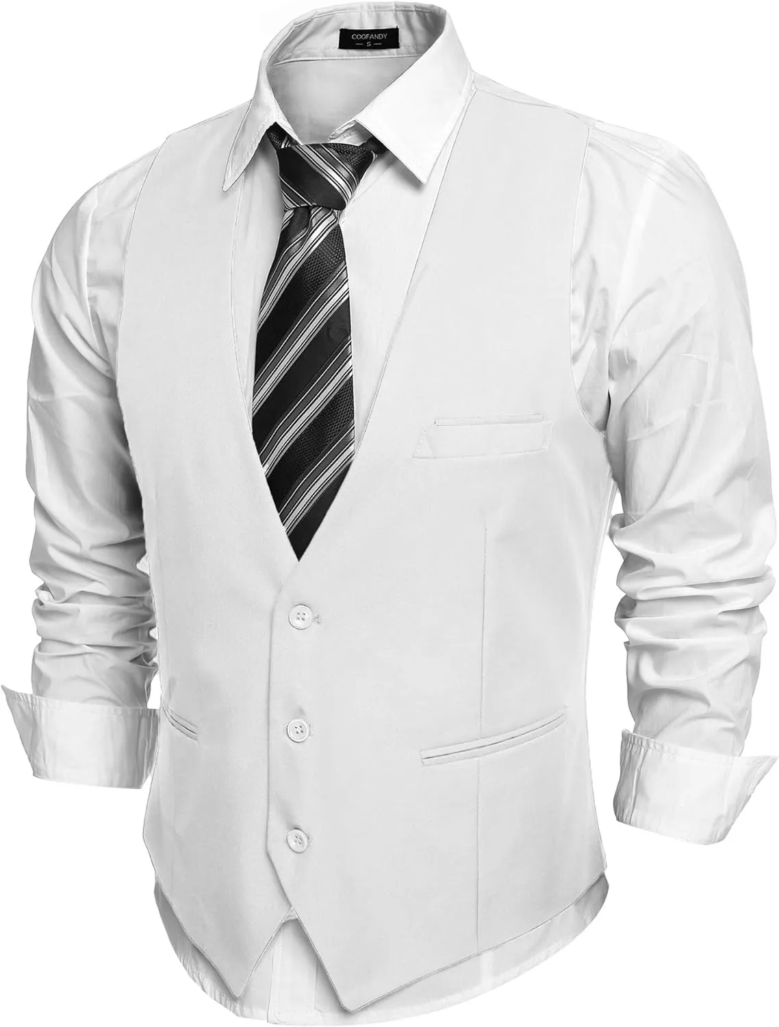 Men's Light Grey Sleeveless Formal Slim Fit Suit Vest