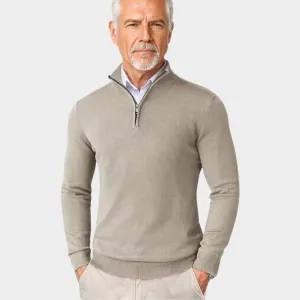 Men's Quarter Zip Sweater  Lightweight Slim Fit Knit Pullover, Half Turtleneck Stand-Up Collar (Beige, Black, Navy Blue)