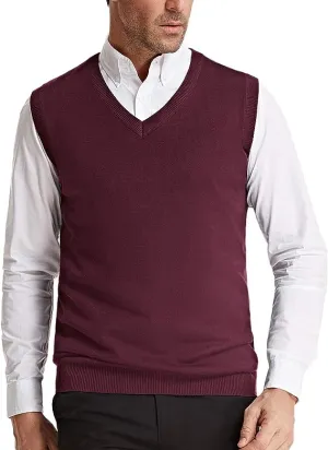 Men's Red Wine Soft V Neck Sweater Vest