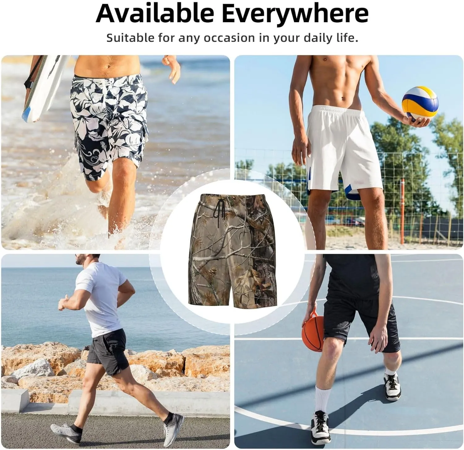 Mens Swim Trunks with Mesh Lining,Quick Dry Swimsuit Board Shorts Beach Pants Swimwear Bathing Suits