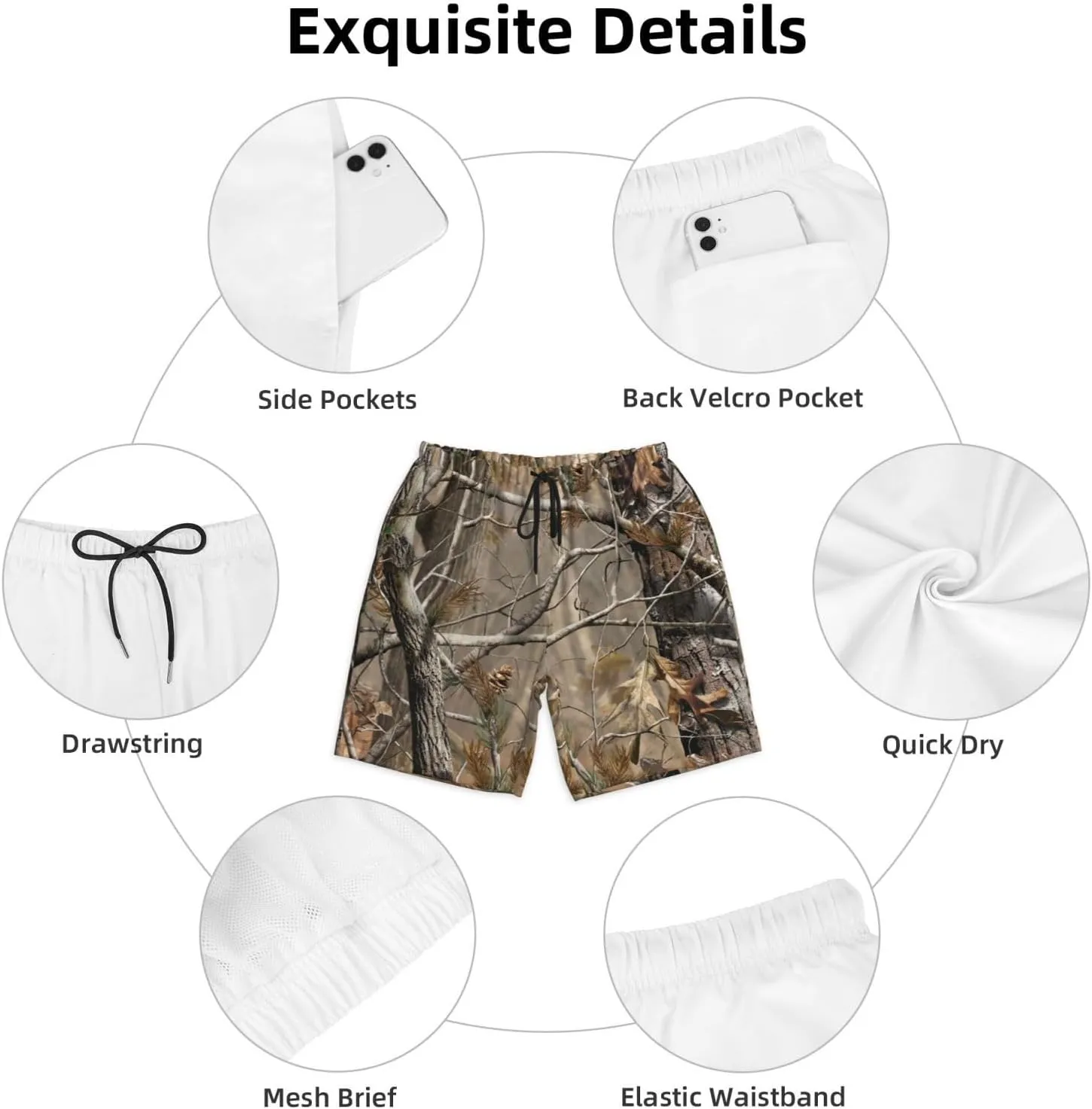 Mens Swim Trunks with Mesh Lining,Quick Dry Swimsuit Board Shorts Beach Pants Swimwear Bathing Suits