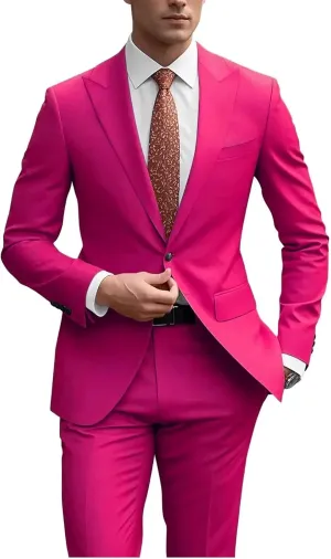 Men's Wedding 2 Piece Suits Regular Fit Suit for Men Peak Lapel Blazer Pants Suit Set Groom Prom Suits