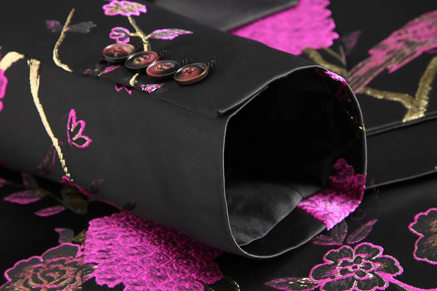 MOGU Mens 3 Piece Suit Slim Fit Tuxedo Floral Print Jacket Vest Pants Set for Wedding Prom Dinner