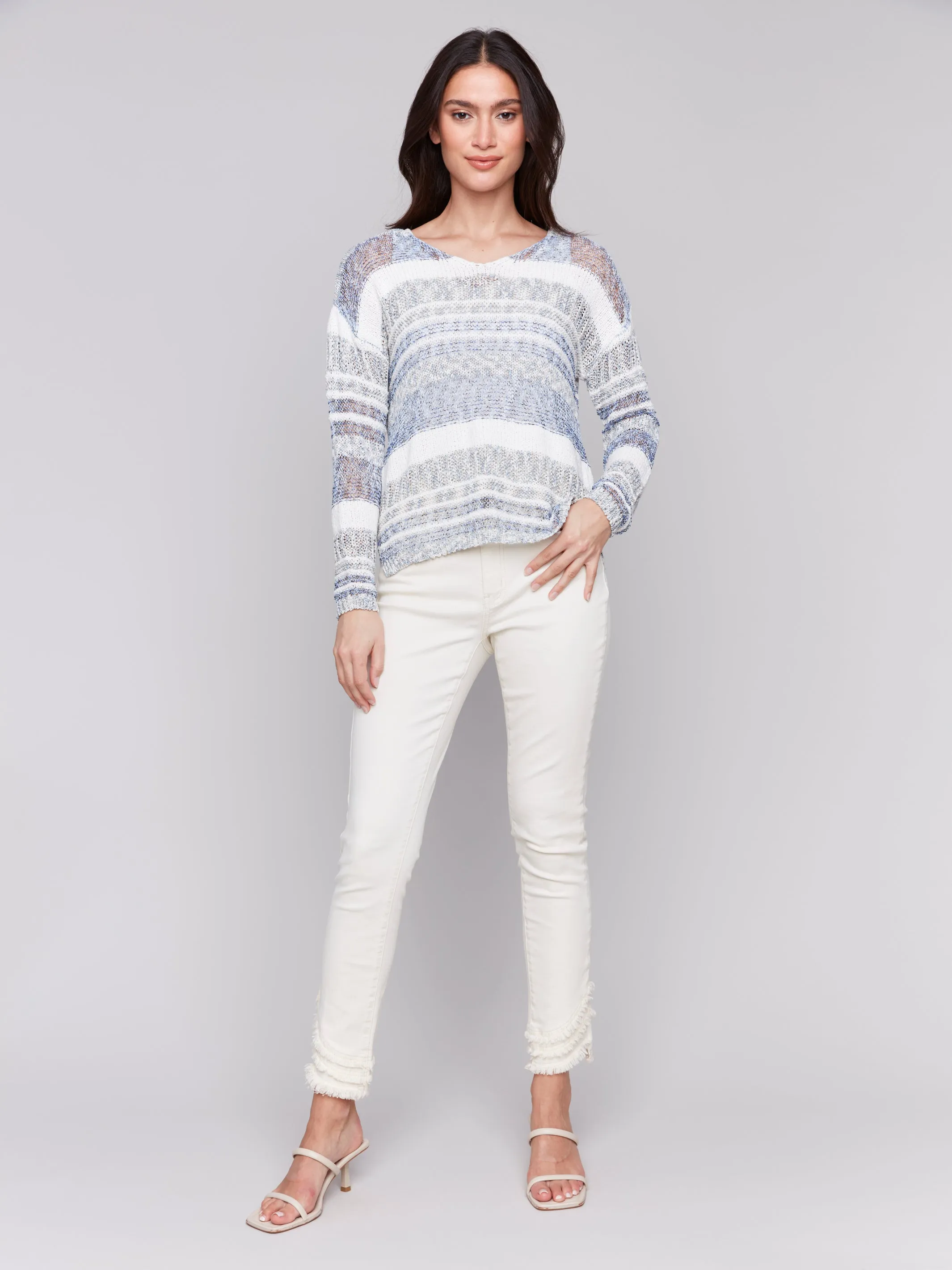 MULTI YARN STRIPE LS TOP