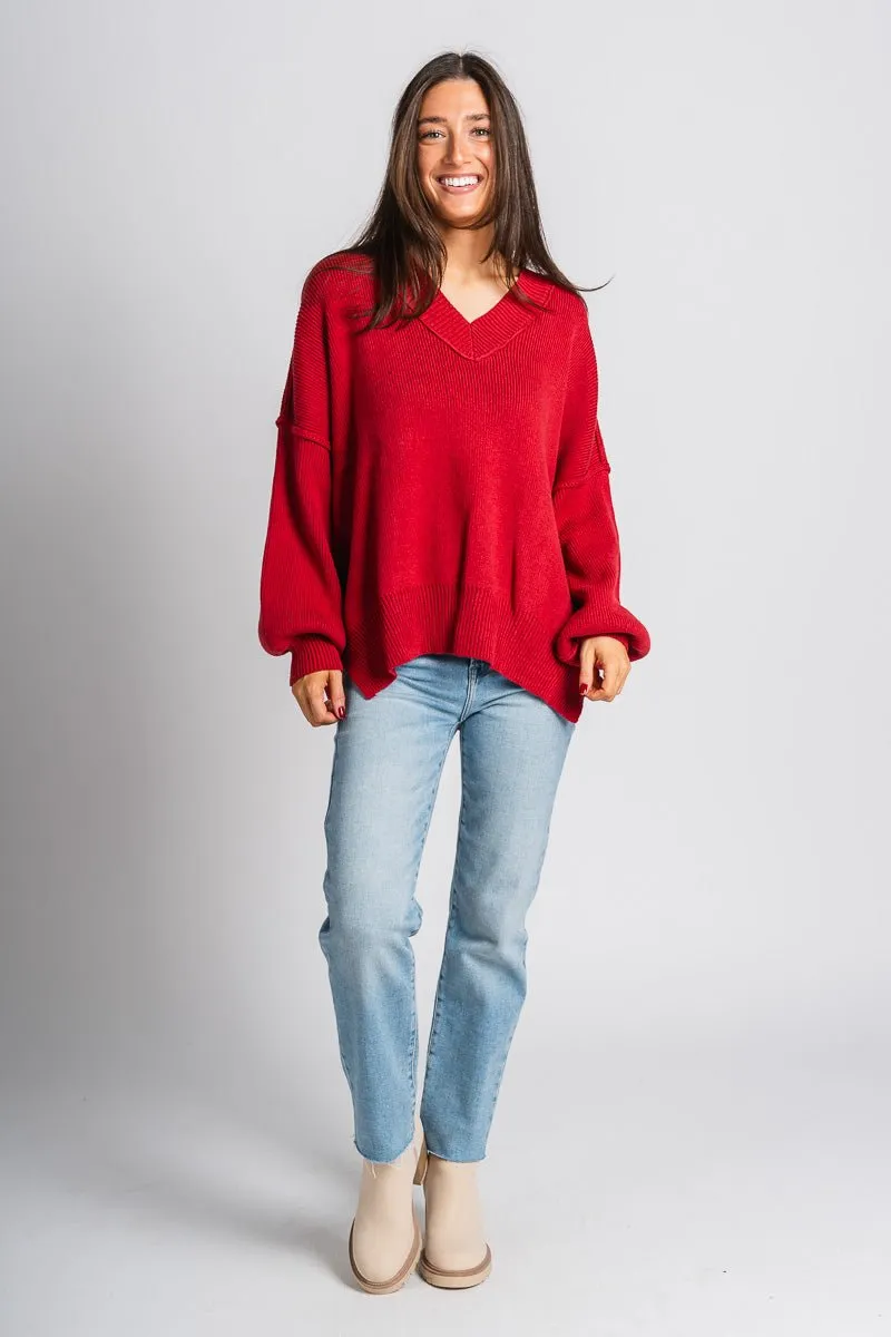 Oversized sweater dark red