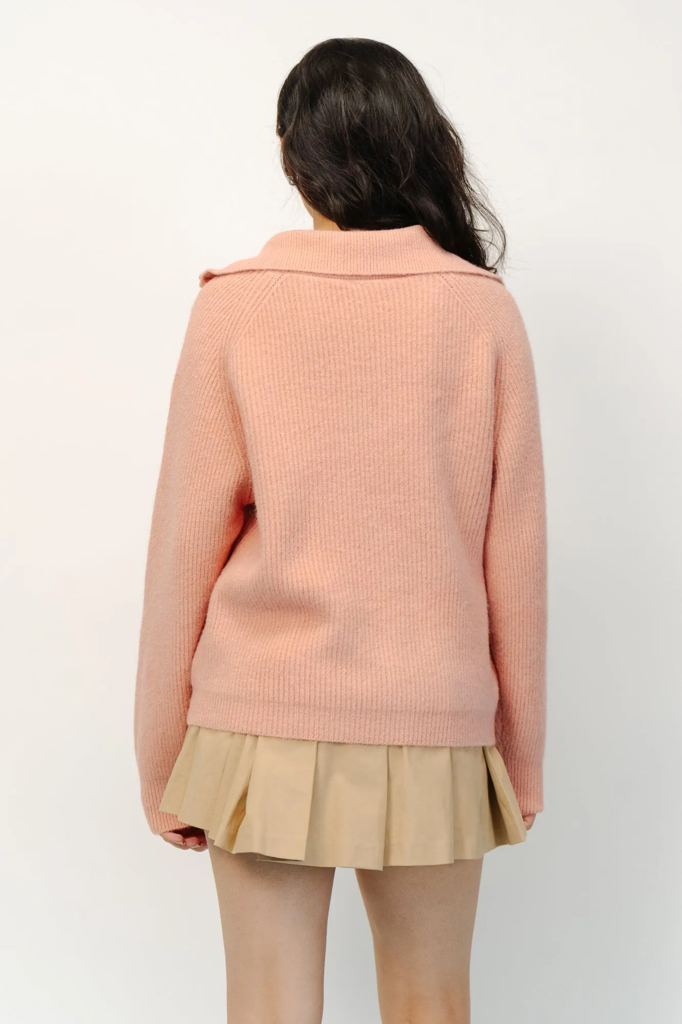 Peach Front Zip Sweater