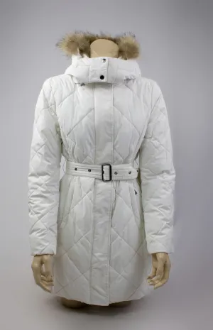 Piazza Italia White Quilted Down Belted Parka Coat, S