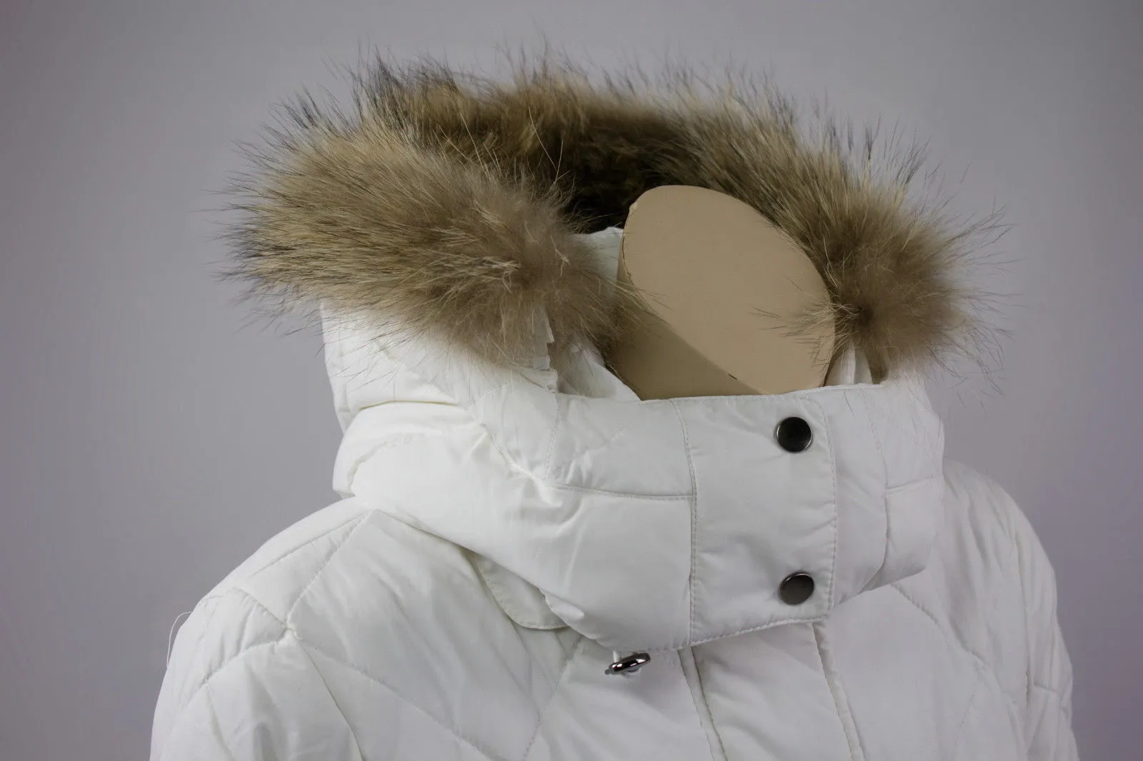 Piazza Italia White Quilted Down Belted Parka Coat, S