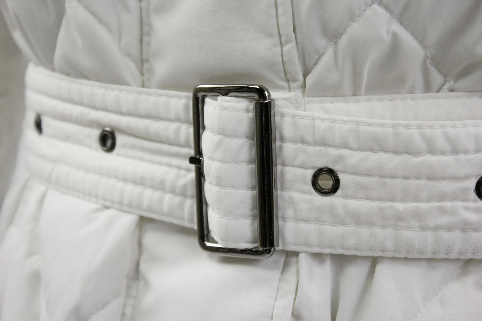 Piazza Italia White Quilted Down Belted Parka Coat, S