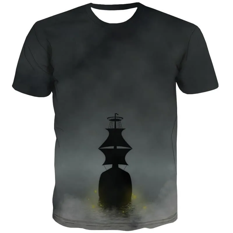 Pirate T-shirt Men Sail Tshirts Casual War Funny T shirts Ocean Shirt Print