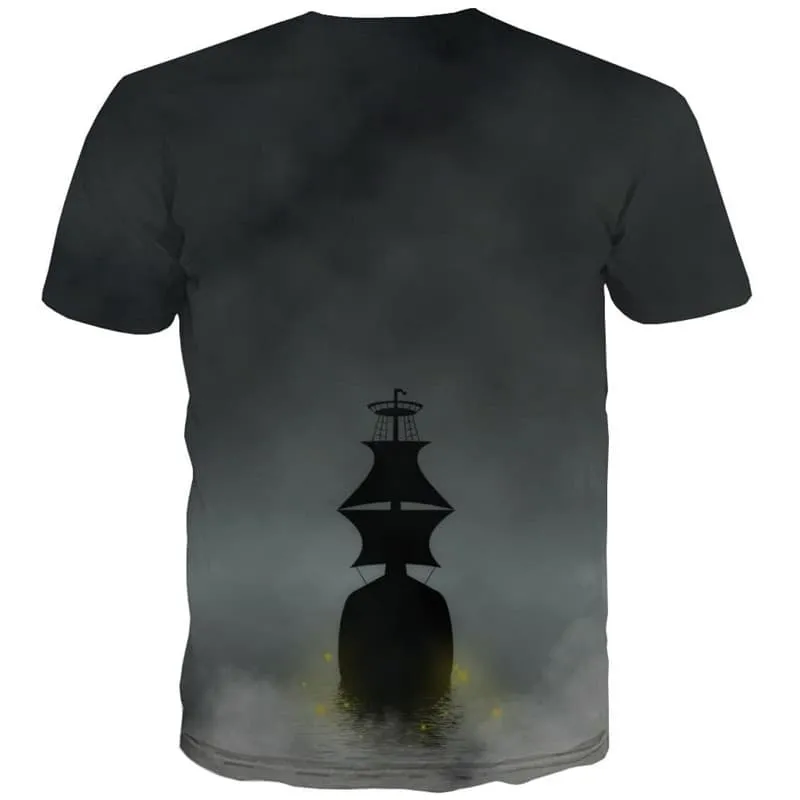 Pirate T-shirt Men Sail Tshirts Casual War Funny T shirts Ocean Shirt Print
