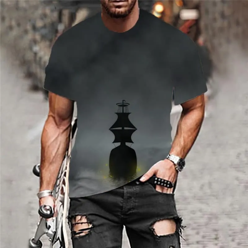 Pirate T-shirt Men Sail Tshirts Casual War Funny T shirts Ocean Shirt Print