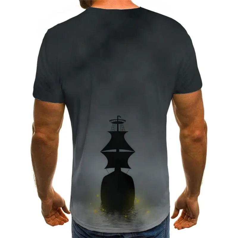 Pirate T-shirt Men Sail Tshirts Casual War Funny T shirts Ocean Shirt Print