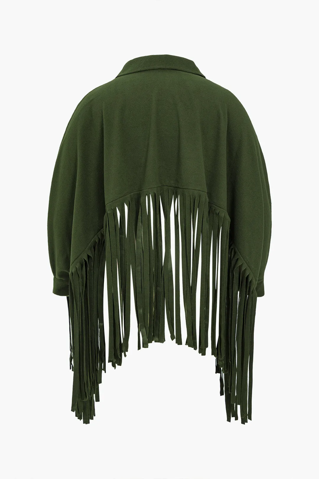 Plus Size Solid Fringe Zipper Sweatshirt - Military Green