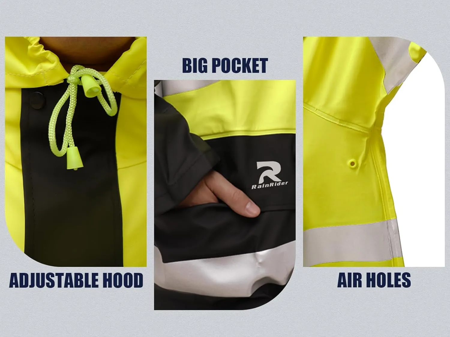 Rain Suits Waterproof for Men & Women Heavy Duty Rain Gear High Visibility Reflective Jacket Bib Pants
