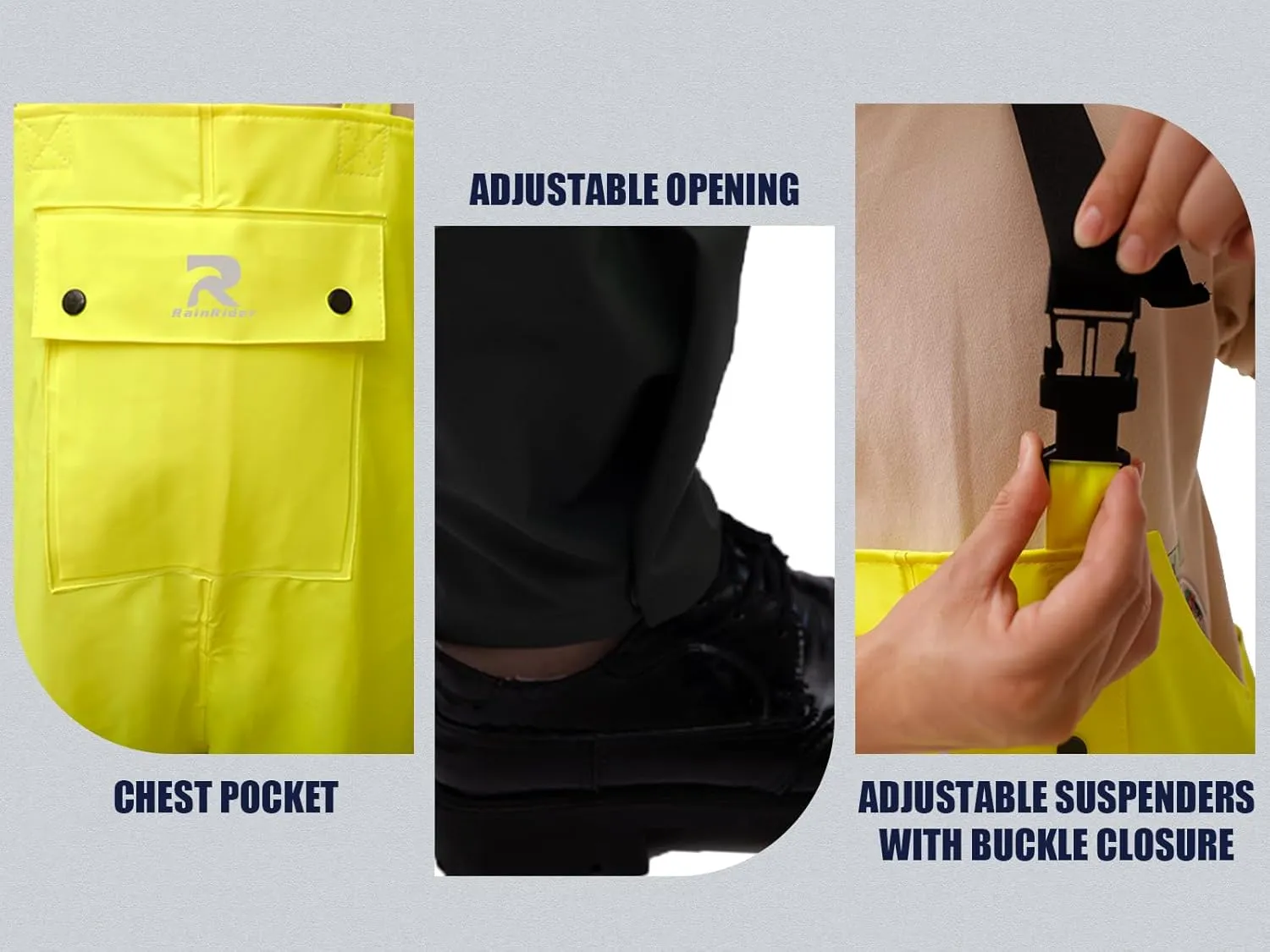 Rain Suits Waterproof for Men & Women Heavy Duty Rain Gear High Visibility Reflective Jacket Bib Pants