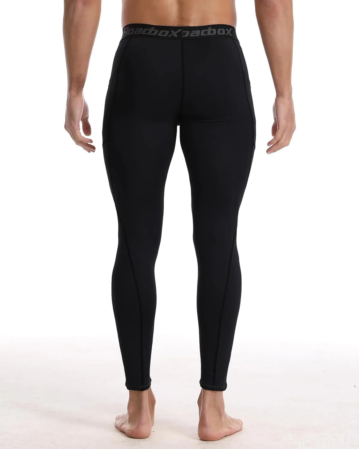 Roadbox 1 or 2 Pack Compression Pants Men, Running Workout Leggings with Pockets, Gym Basketball Athletic Tights Base Layer