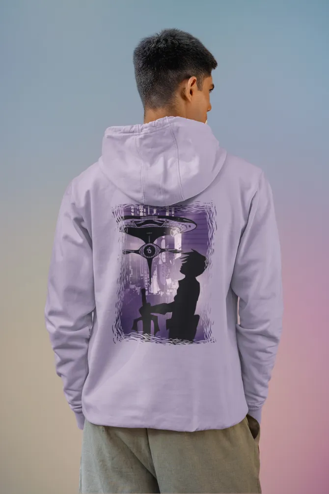 Sci Fi Anime Lavender Printed Hoodie for men