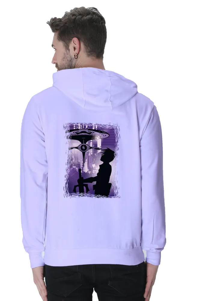 Sci Fi Anime Lavender Printed Hoodie for men
