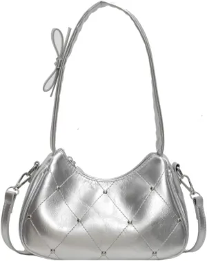 Small Shoulder Bag for Women Studded Purse Coquette Purse Bow Purse Vegan Leather Bag Hobo Bag Aesthetics