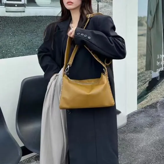 Studded Purse Vegan Leather Bag Hobo Bag Work Tote Bag Designer Bag Streetwear 2000s Purse Aesthetics