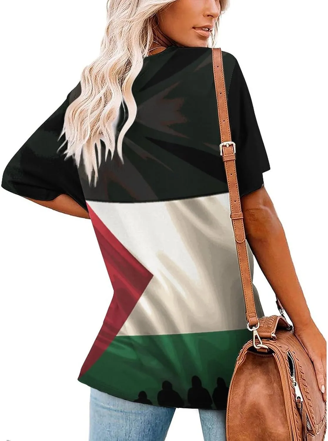 TAIZIYEAH Palestine Flag Long Sleeved Shirt Dress Womens Summer Cute Short Sleeve