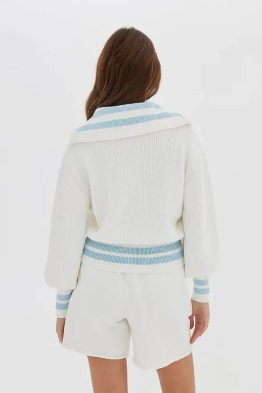 The It Knit Cardigan White/Pale Blue