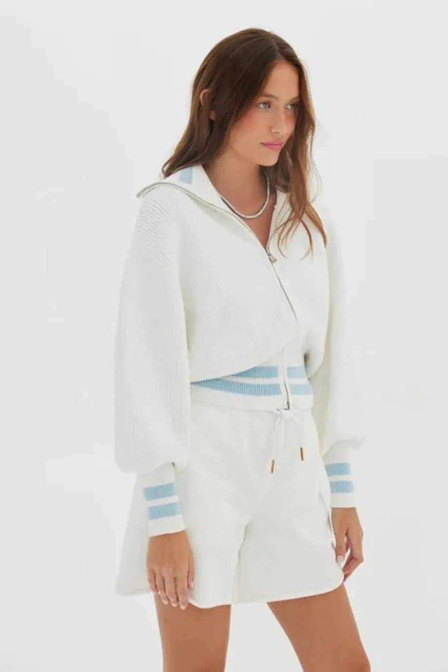 The It Knit Cardigan White/Pale Blue