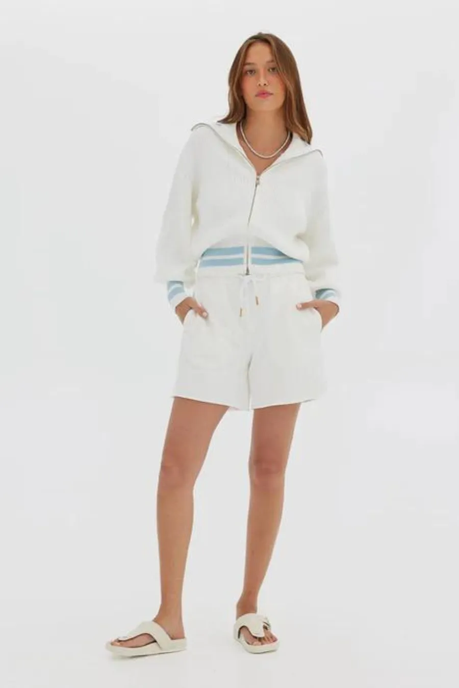 The It Knit Cardigan White/Pale Blue