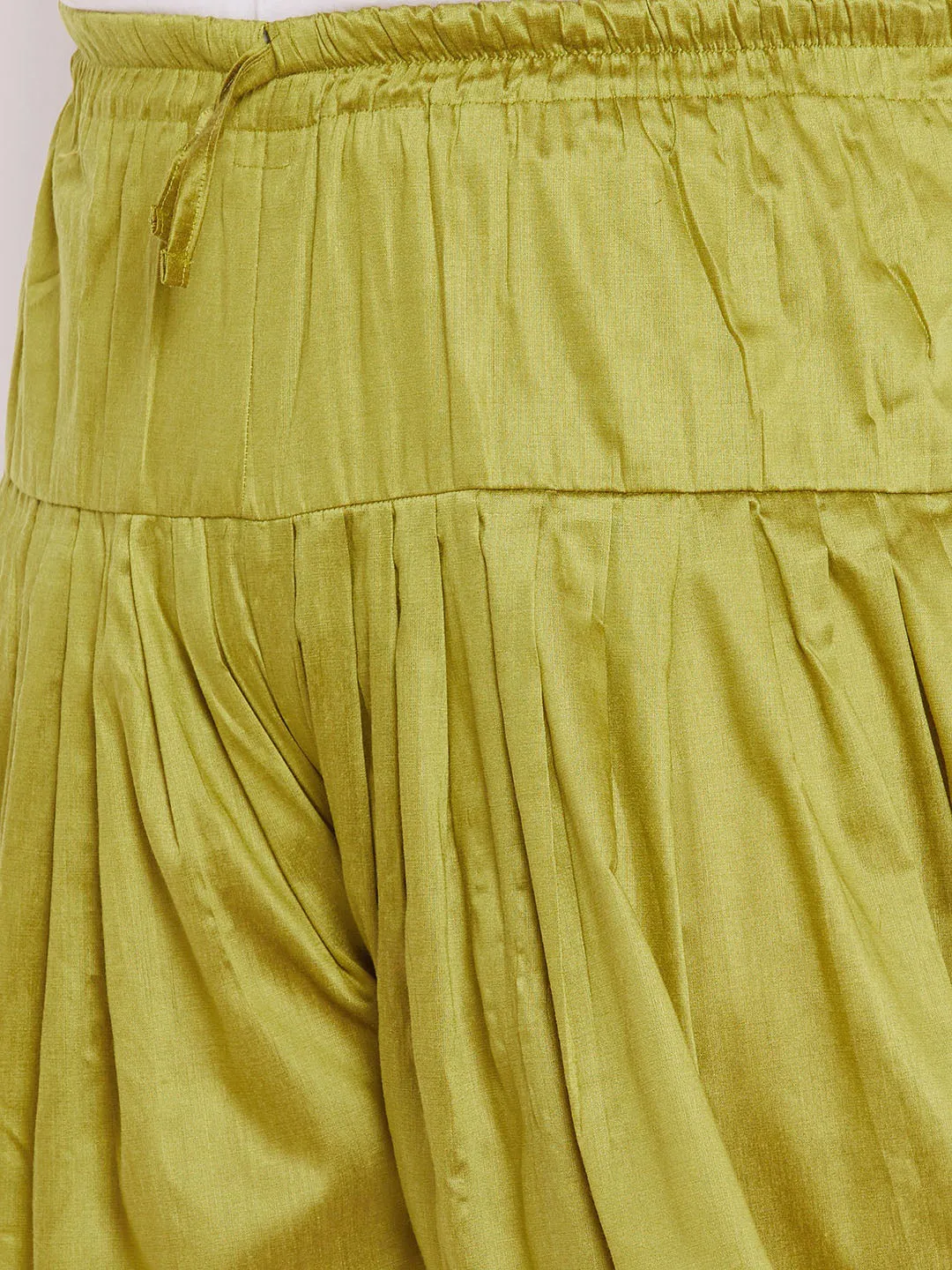 Vastramay Green Silk Blend Kurta Dhoti Set