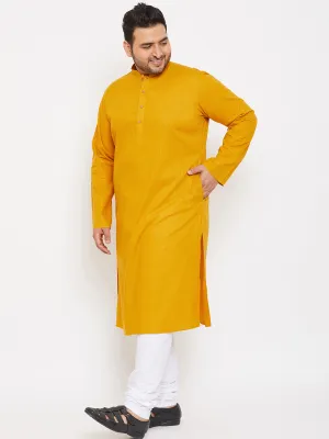 Vastramay Mustard Cotton Kurta Pyjama Set