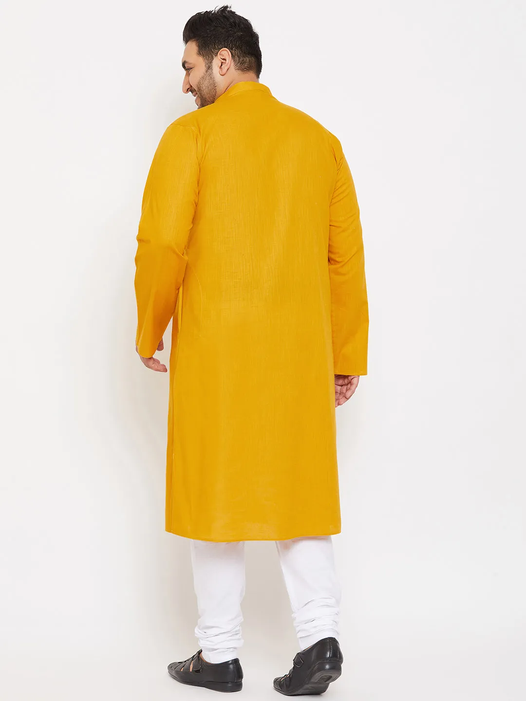 Vastramay Mustard Cotton Kurta Pyjama Set