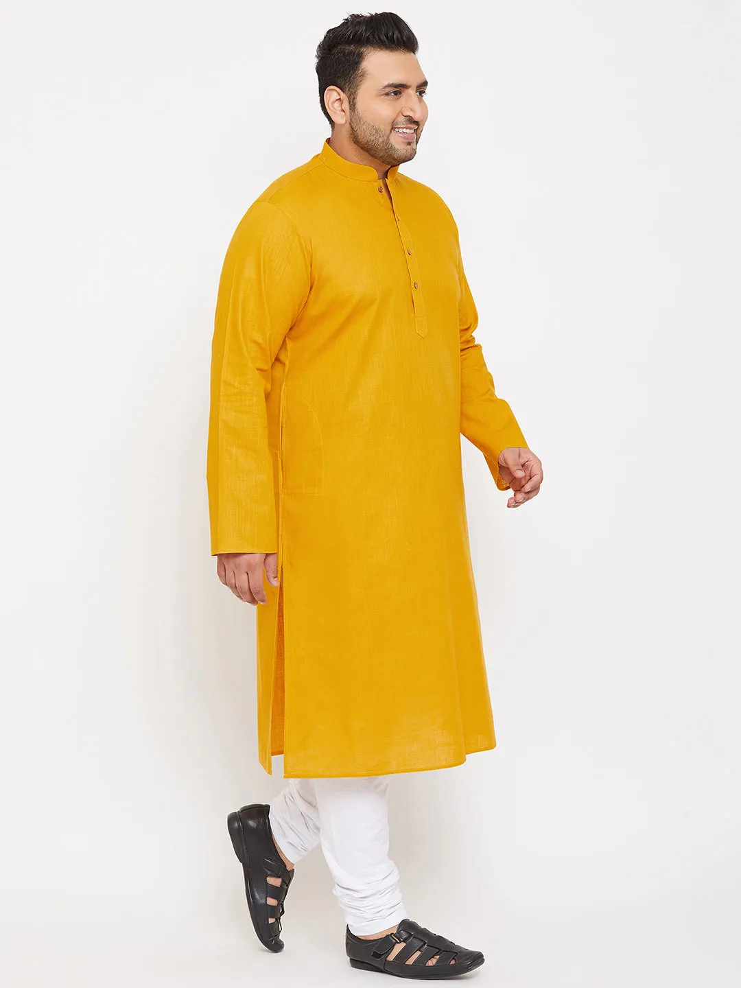 Vastramay Mustard Cotton Kurta Pyjama Set
