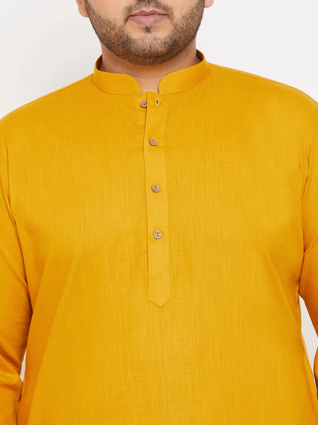 Vastramay Mustard Cotton Kurta Pyjama Set