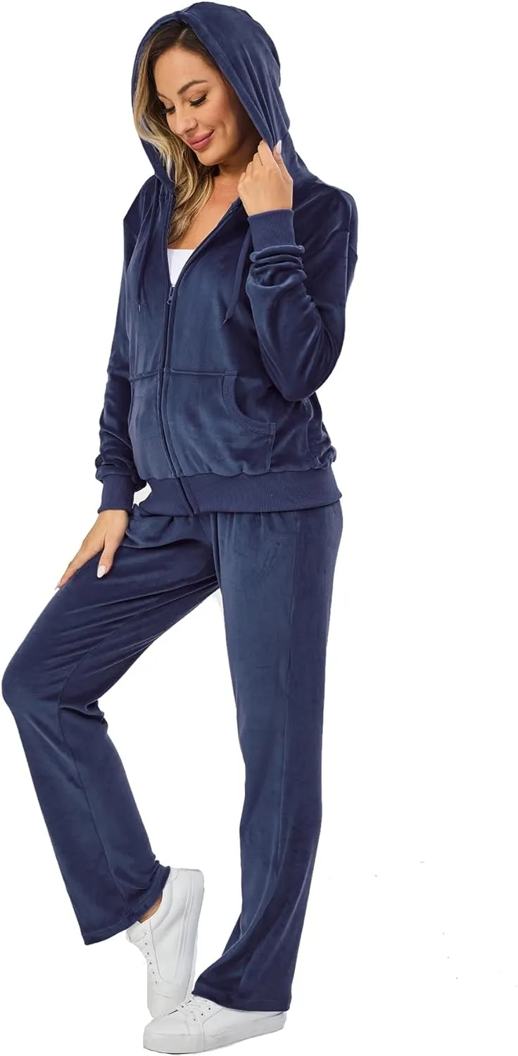 Velour Track Suits for Women Set Fall Sweatsuits 2 Piece