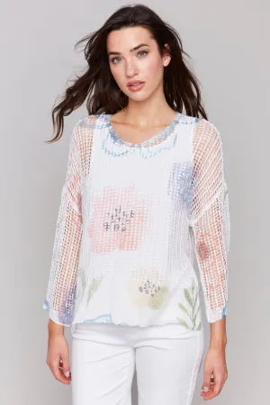 WATERCOLOUR FLORAL CROCHET TOP