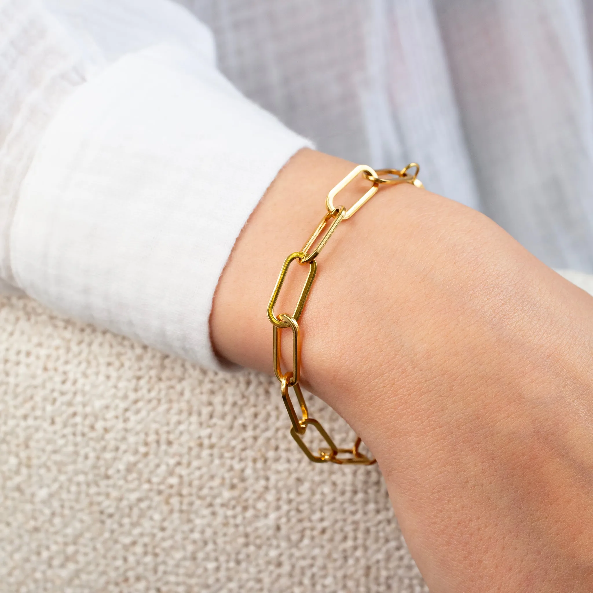 Waterproof Majorca Paperclip Chain Bracelet