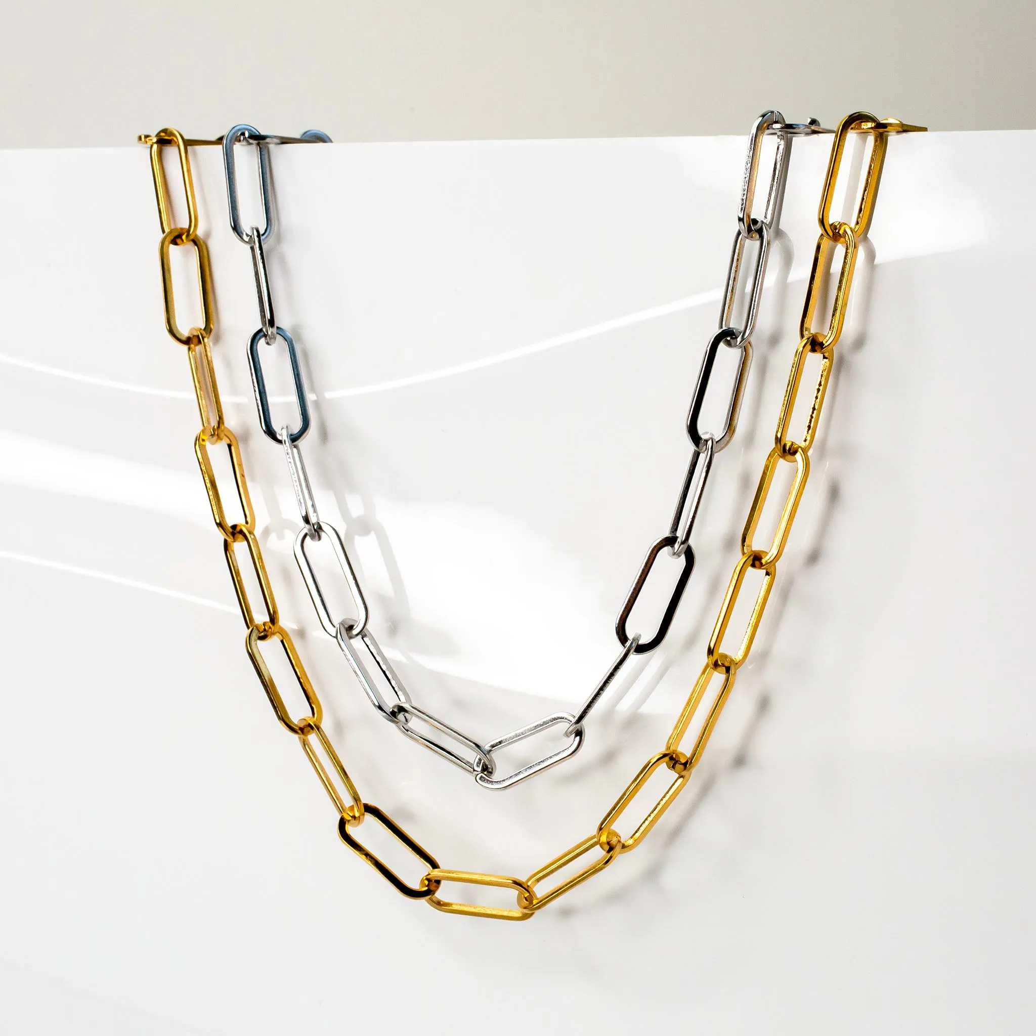 Waterproof Majorca Paperclip Chain Necklace