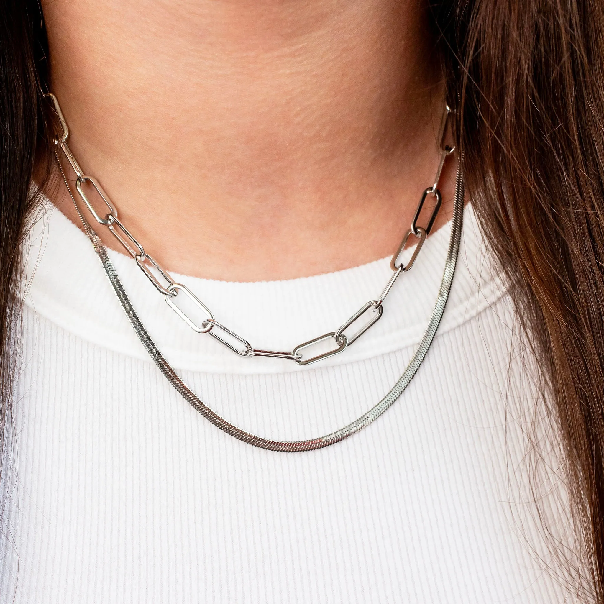 Waterproof Majorca Paperclip Chain Necklace