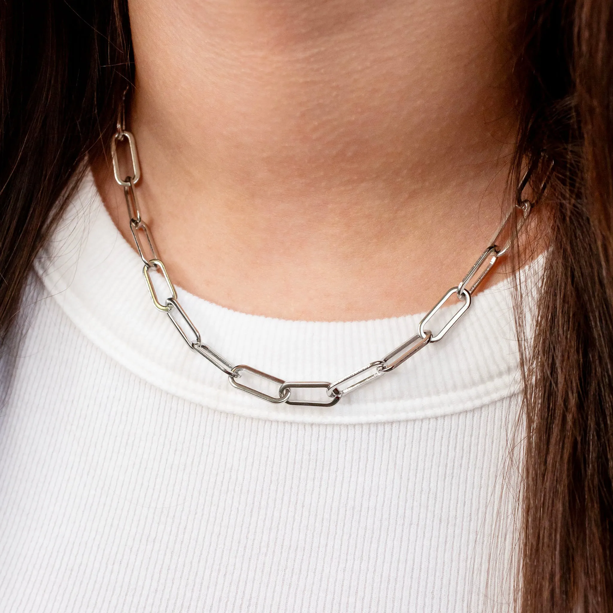 Waterproof Majorca Paperclip Chain Necklace