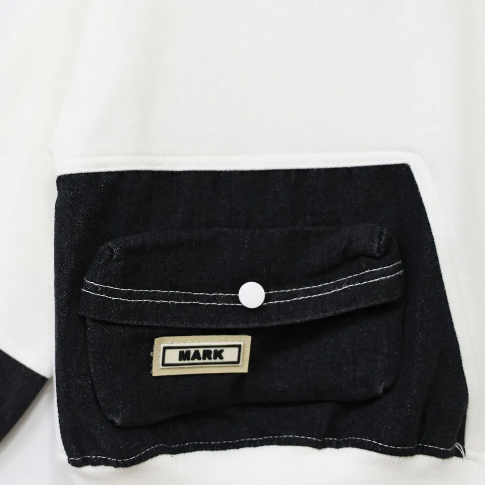 White Front Pocket Full Sleeves Sweatshirt