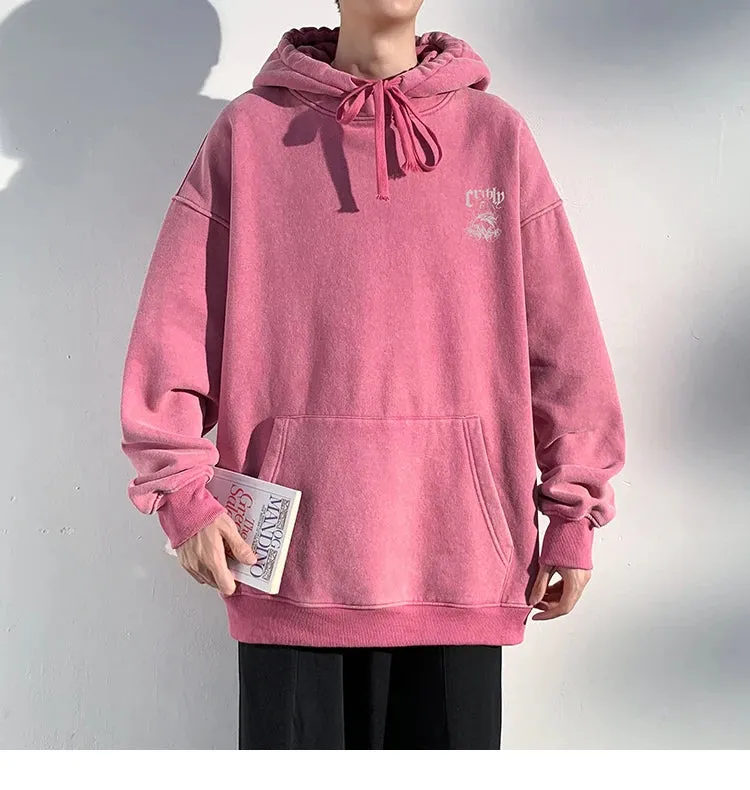 Wiaofellas  -  Gothic Graphic Men Hooded Sweatshirt High Street Couple Pullover Hoodies Hip-hop Streetwear Baggy Male Hoodie Washed Sweatshirt