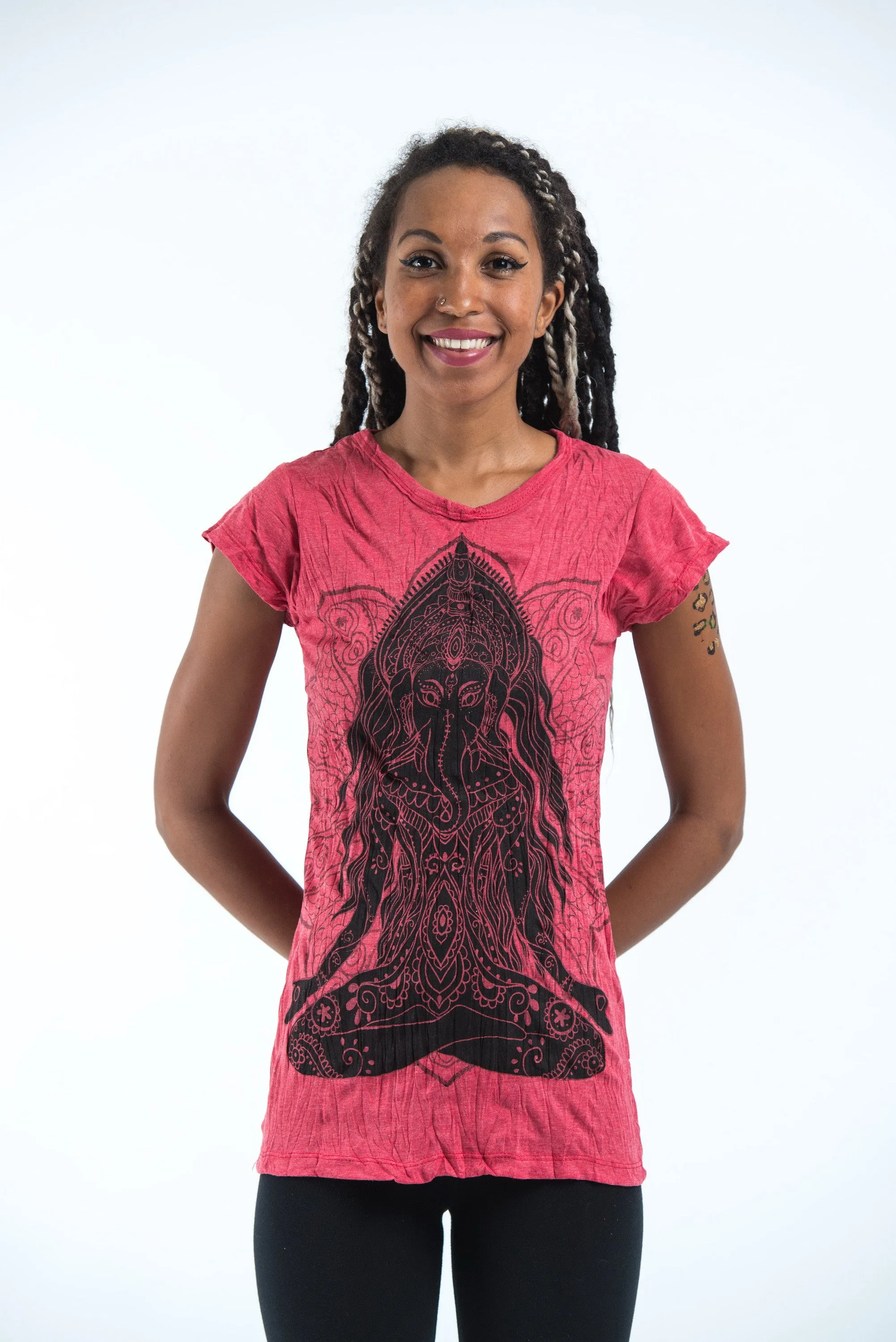 Womens Ganesh Mantra T-Shirt in Red