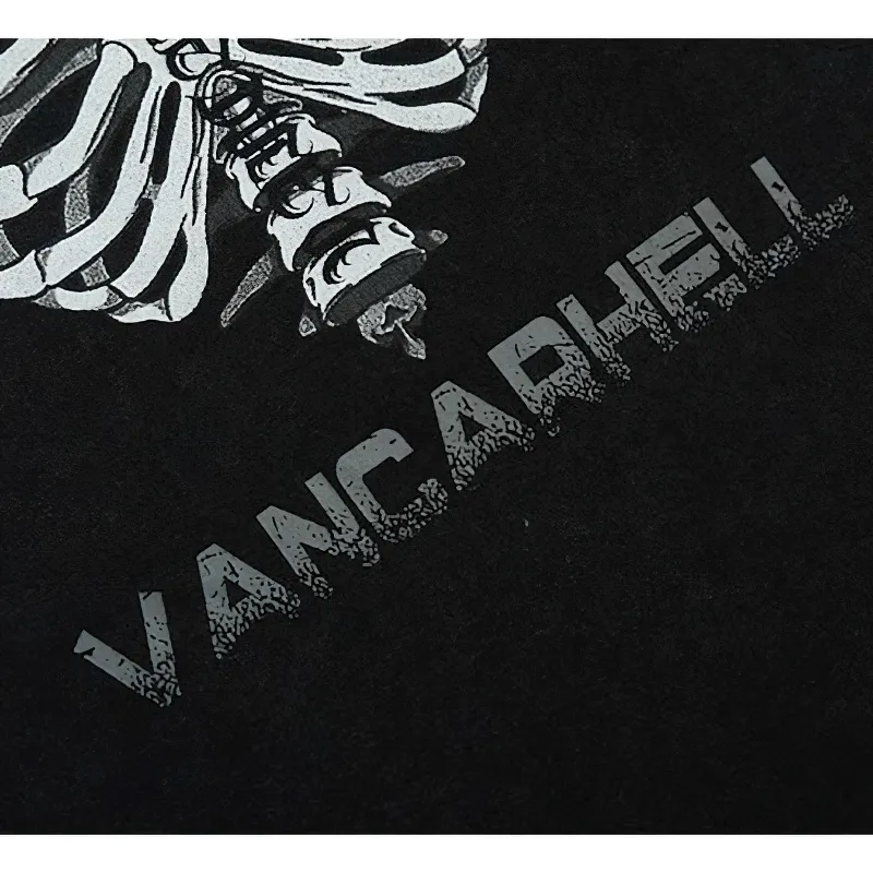 Women's Heart Skeleton Print Sweatshirt / Fashion Loose Pullover / Punk Style Cotton Sweatshirts