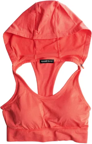 Womens Sports Bra Hoodie High Impact Strappy Racerback Running Workout Yoga Crop Top Tank