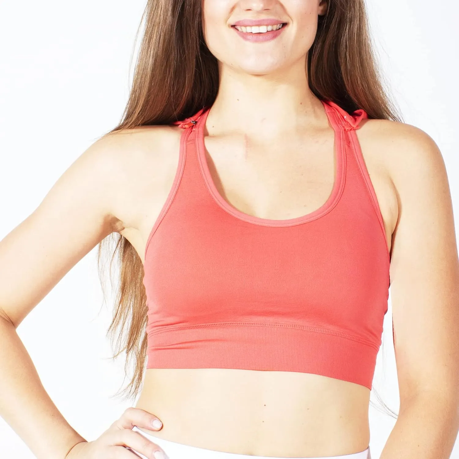 Womens Sports Bra Hoodie High Impact Strappy Racerback Running Workout Yoga Crop Top Tank